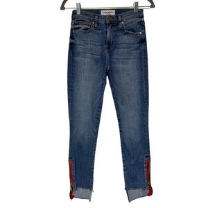 {Étienne Marcel} Mid Rise Cigarette Skinny Leg Zipper Detail Denim Jeans